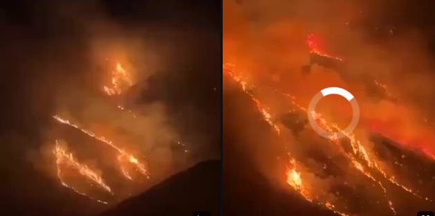 شاهد بالفيديو...النيران تلتهم جبالا في السعودية.. اللهيب يزحف جنوب الطائف بحرائق ضخمة