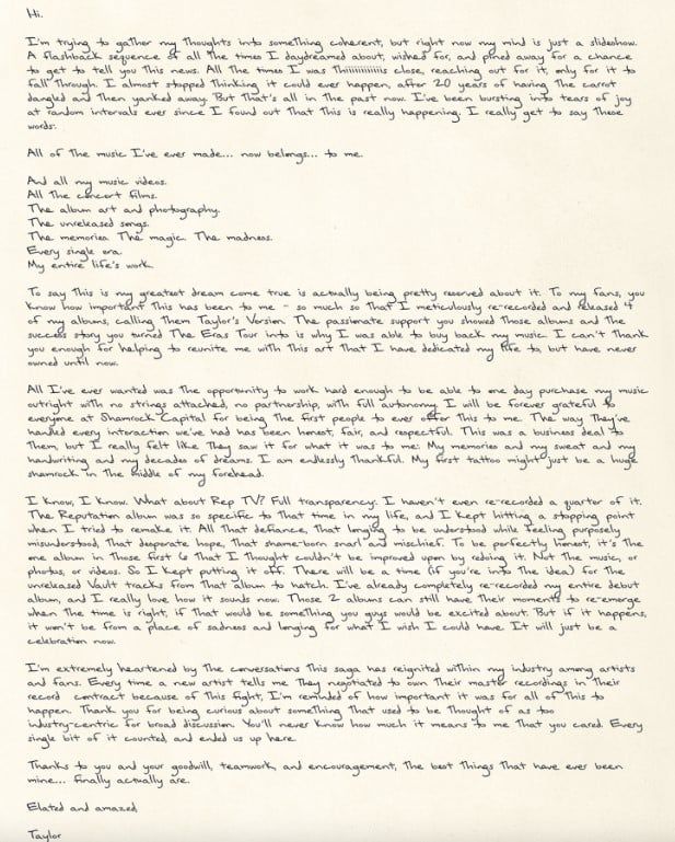 تايلور سويفت تعلن استعادتها حقوق ألبوماتها بعد 6 سنوات من النزاع