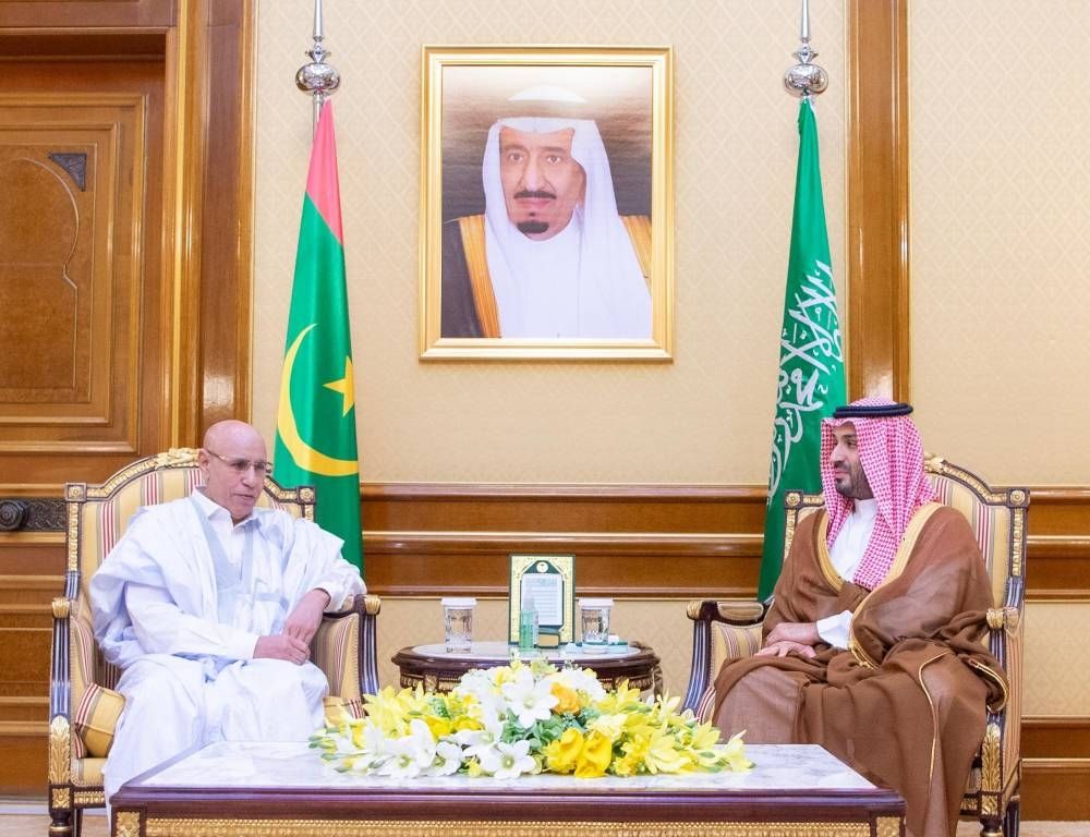 ولي العهد يلتقي رئيسي موريتانيا والمالديف