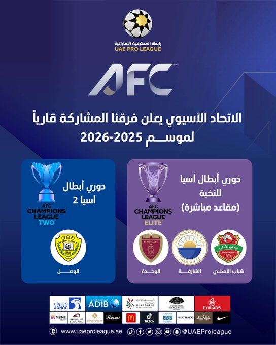 الامارات | الاتحاد الآسيوي يمنح أندية الإمارات 3 مقاعد تأهل مباشر لـ"النخبة"