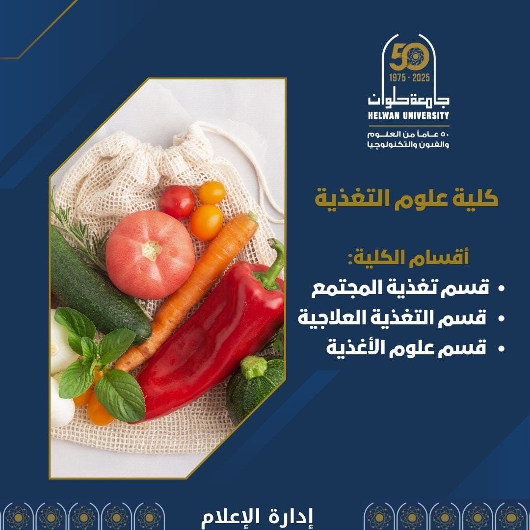 تنسيق الجامعات 2025.. كلية علوم التغذية بجامعة حلوان شروط التقدم وأقسام الكلية