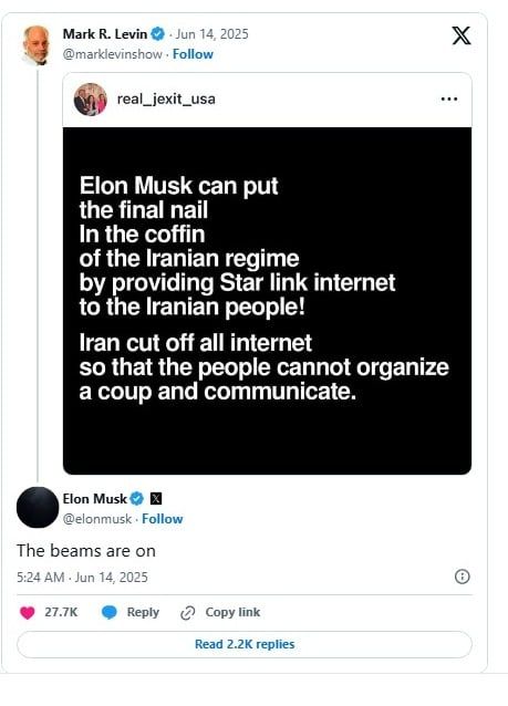 تكنولوجيا: إيلون ماسك يُفعّل خدمة الإنترنت لإيران عبر "ستارلينك".. تفاصيل