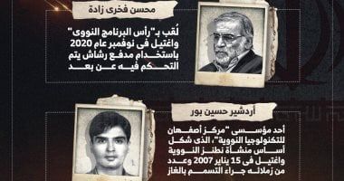 أبرزهم رأس البرنامج النووي.. قائمة اغتيالات العلماء الإيرانيين (إنفوجراف)