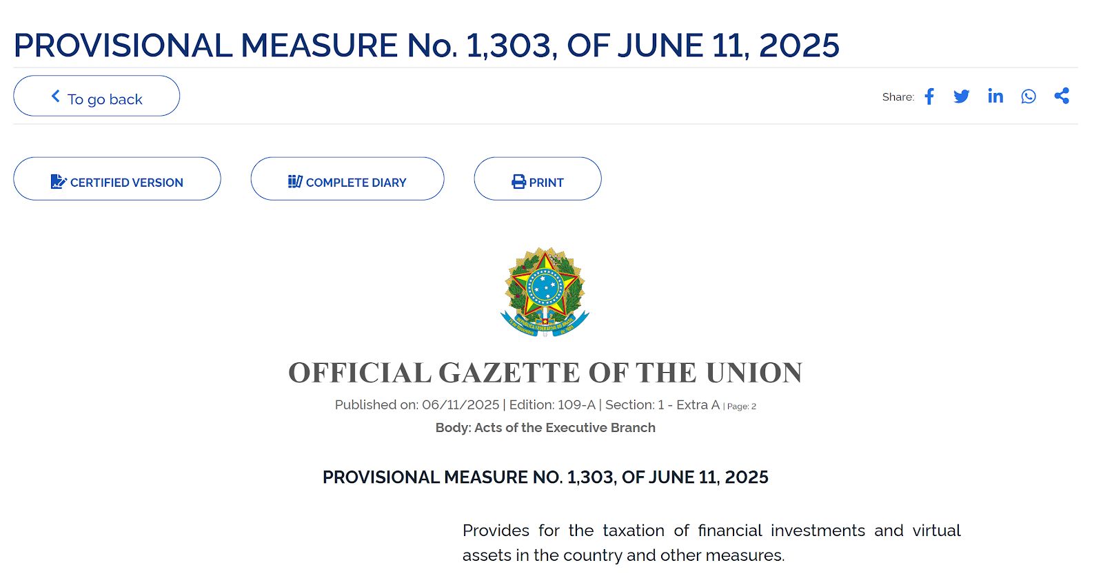 البرازيل تلغي الإعفاء الضريبي على أرباح العملات الرقمية وتفرض معدل ثابت 17.5%