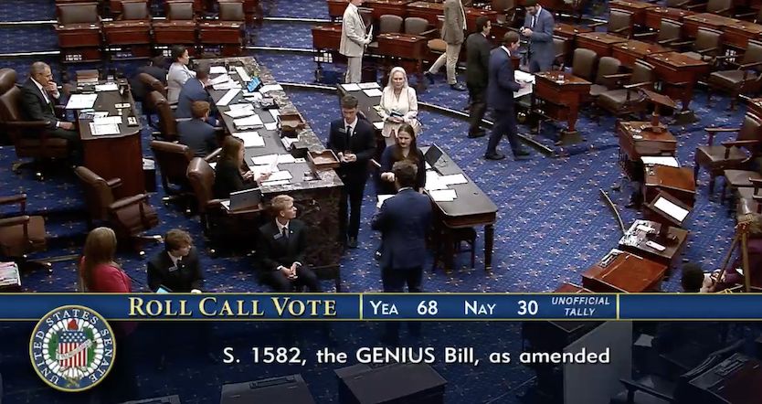 مجلس الشيوخ الأمريكي يقر مشروع قانون GENIUS للعملات المستقرة بأغلبية 68 مقابل 30