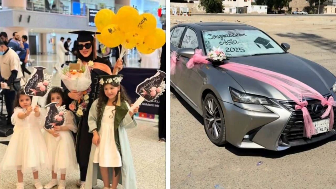 استقبال أسطوري في المطار لخريجة سعودية عادت من الابتعاث.. فيديو