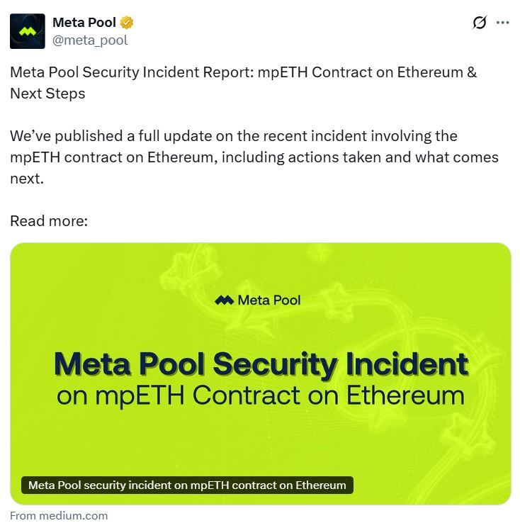 Meta Pool تتعرض لاختراق بقيمة 27 مليون دولار، لكن المهاجم يفرّ بـ 132 ألف دولار فقط
