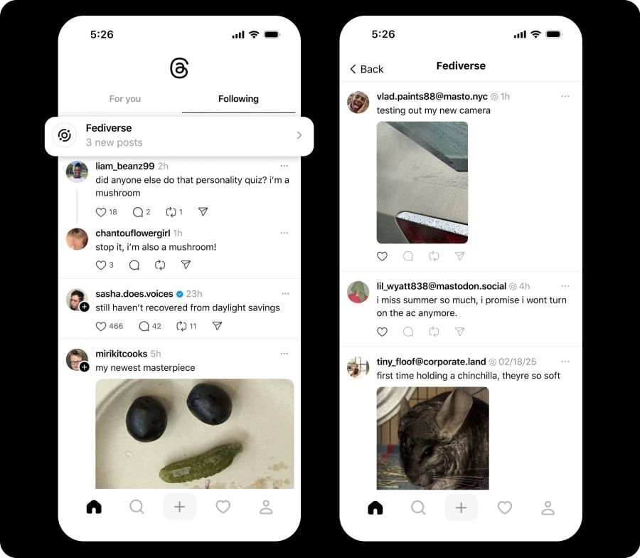 تكنولوجيا: Threads توسّع تكاملها مع الشبكات اللامركزية عبر ميزة البحث عن المستخدمين
