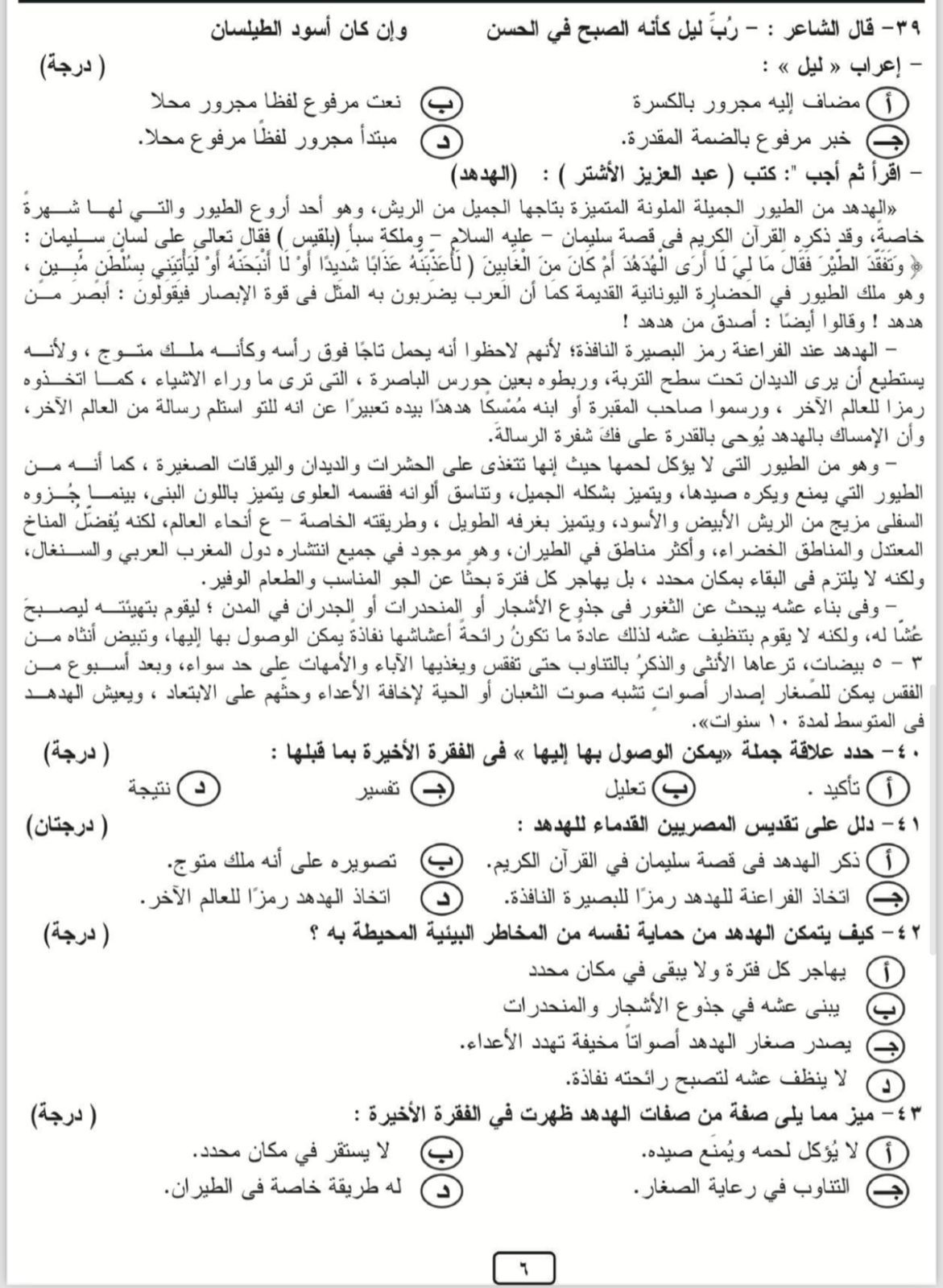 نموذج استرشادى لامتحان اللغة العربية لطلاب الثانوية العامة.. اختبر مذاكرتك