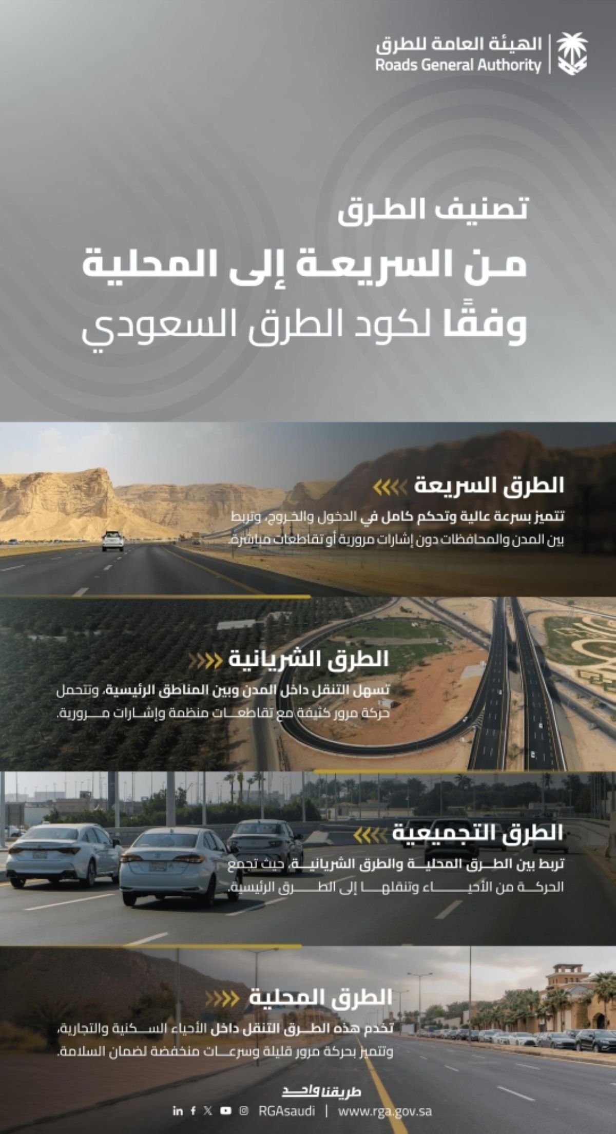 هيئة الطرق: كود الطرق يحدد تصنيفات الطرق لتعزيز السلامة