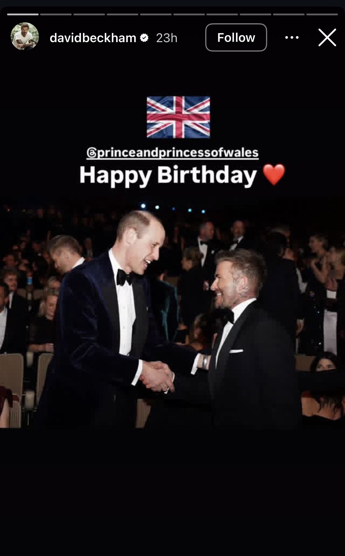 ديفيد بيكهام يهنئ الأمير ويليام بمناسبة يوم ميلاده الثالث والأربعين