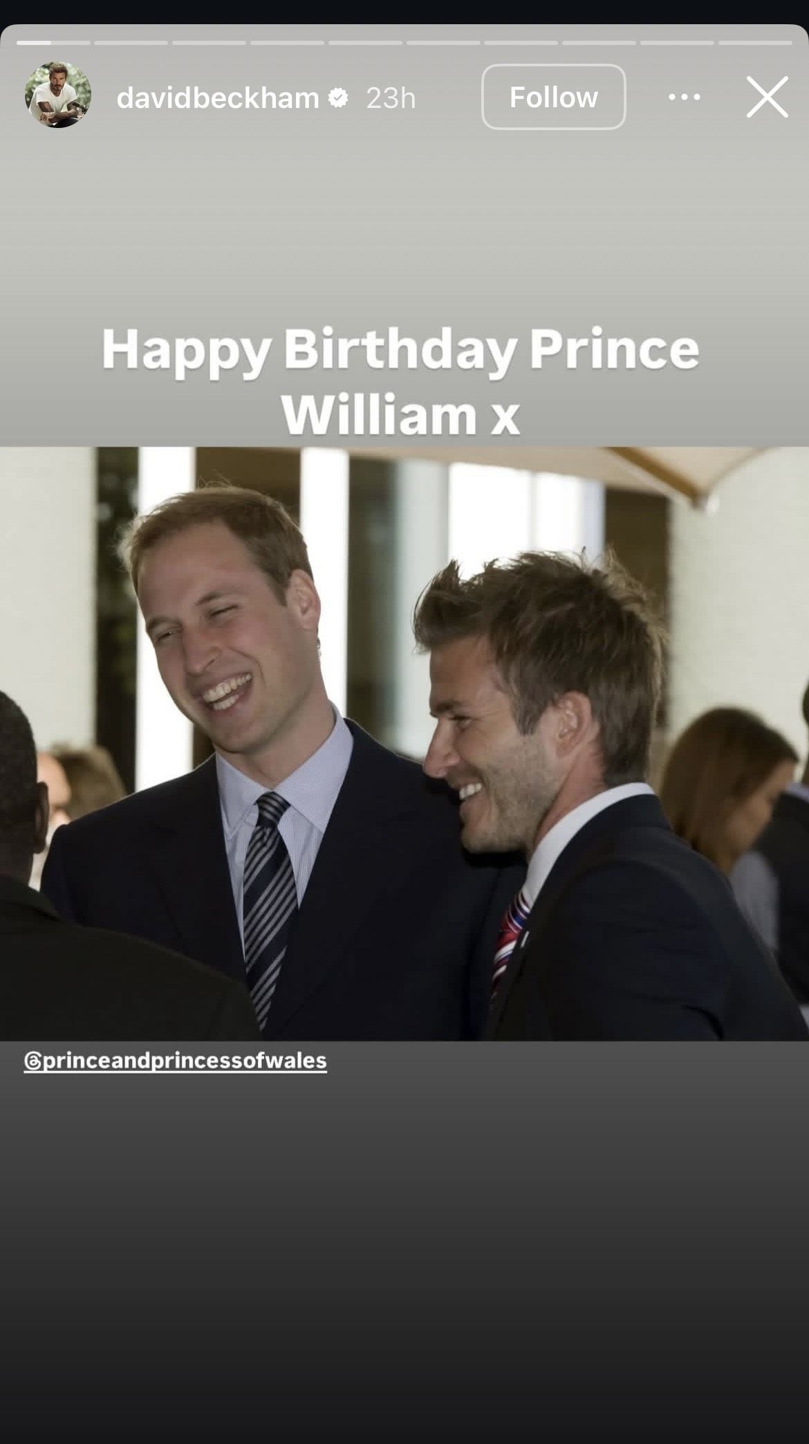 ديفيد بيكهام يهنئ الأمير ويليام بمناسبة يوم ميلاده الثالث والأربعين