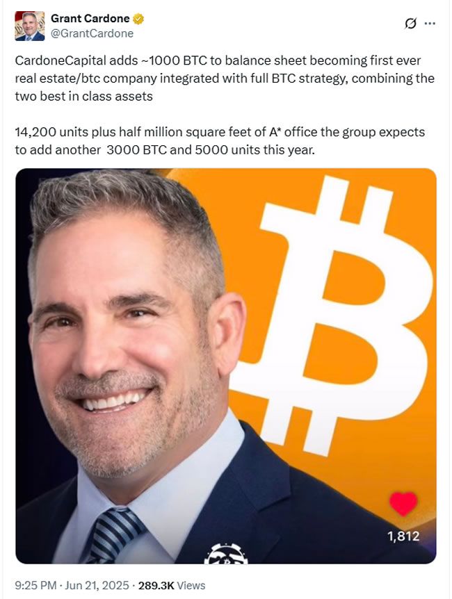 كاردون كابيتال بقيمة 5.1 مليار دولار تشتري 1000 بيتكوين وتخطط لشراء 3000 بيتكوين إضافية