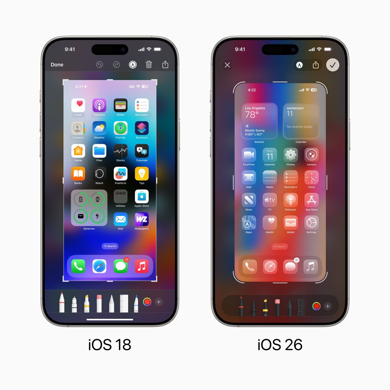 تكنولوجيا: iOS 26 مقابل iOS 18.. أبل تعيد تصميم واجهة المستخدم لتجربة أكثر انسيابية
