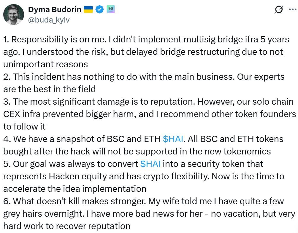 رمز Hacken ينهار بنسبة 99% بعد أن صكّ مخترق وسحب 250 ألف دولار