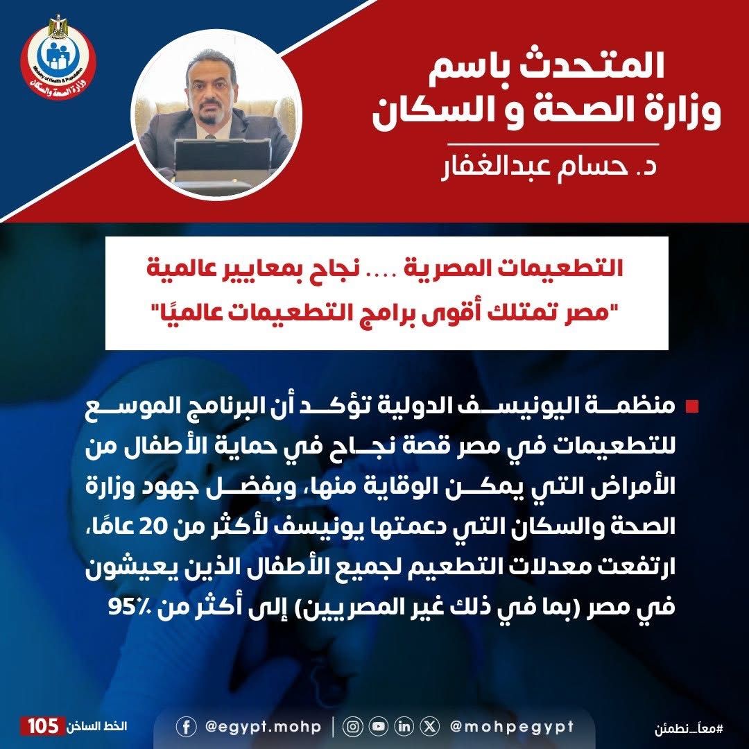 وزارة الصحة: مصر تمتلك أقوى برامج التطعيمات عالميا