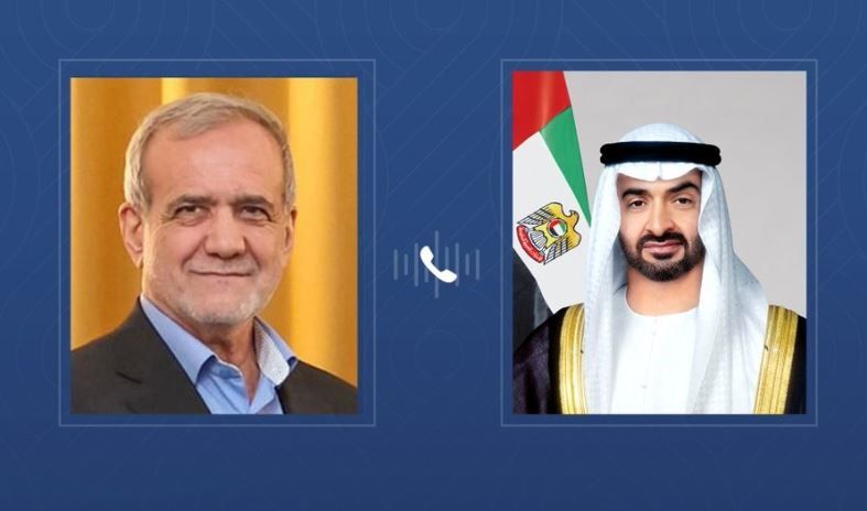الامارات | محمد بن زايد ومسعود بزشكيان يبحثان خلال اتصال هاتفي المستجدات في المنطقة