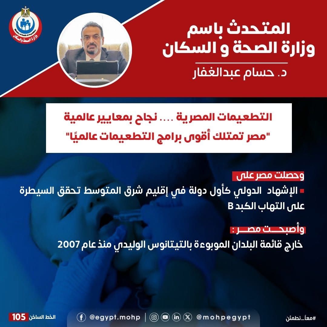 وزارة الصحة: مصر تمتلك أقوى برامج التطعيمات عالميا