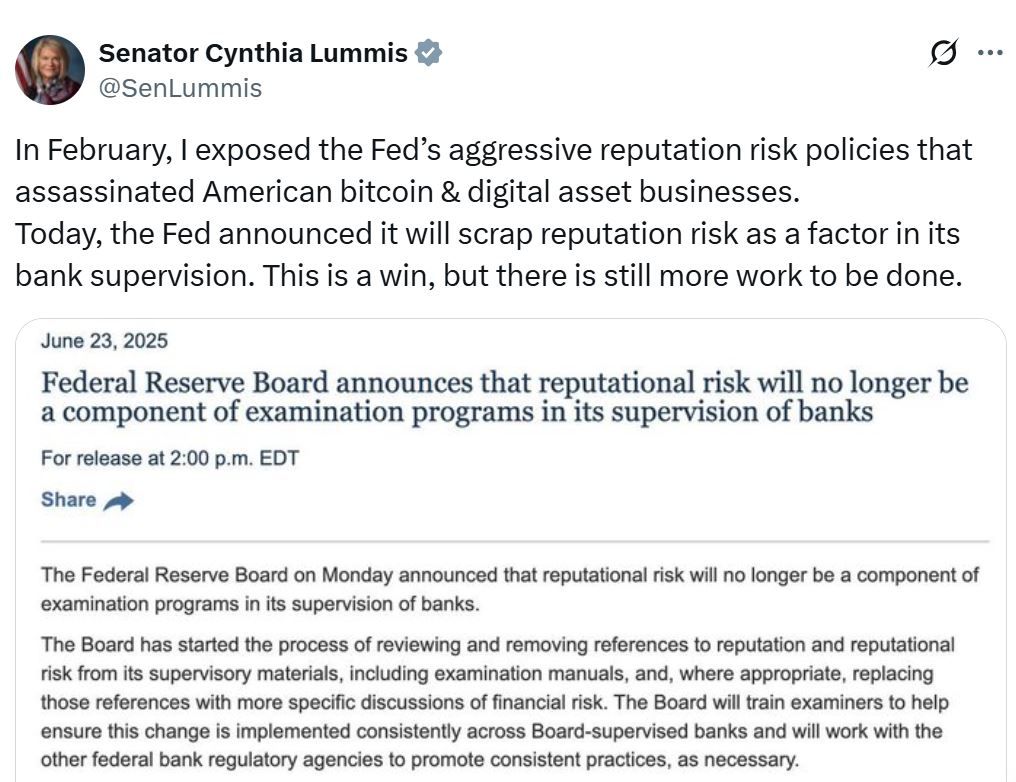 خفض الاحتياطي الفيدرالي الأمريكي التدقيق المتعلق بـ "المخاطر على السمعة" الذي كان يُستخدم لـ "اغتيال" شركات الكريبتو