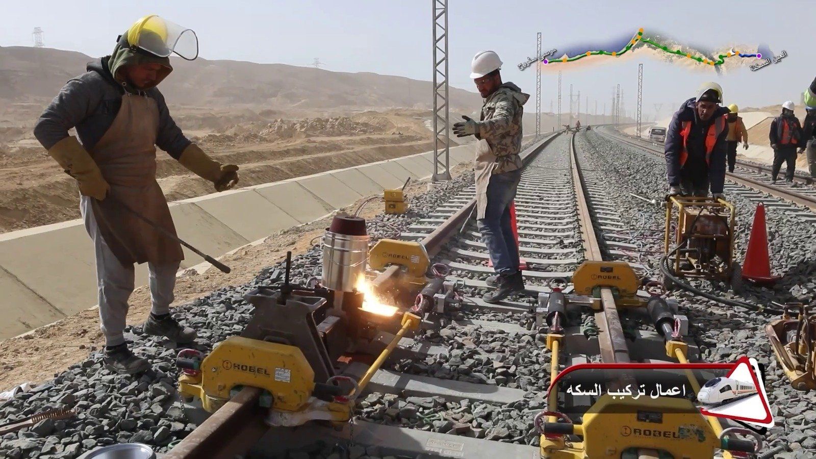 شاهد أحدث أعمال تركيب القضبان وتشطيبات المحطات بالخط الأول للقطار السريع