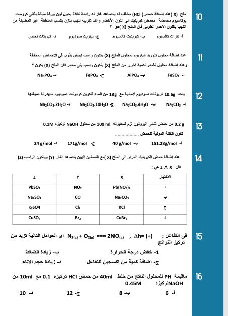 مراجعة مهمة.. أقوى أسئلة الكيمياء وإجاباتها لطلاب الثانوية العامة
