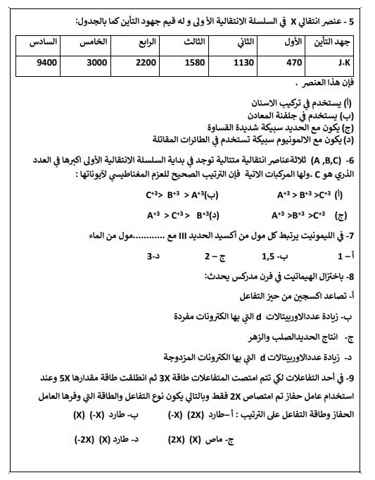 مراجعة الامتحان.. أهم 20 سؤالا فى الكيمياء لطلاب الثانوية العامة