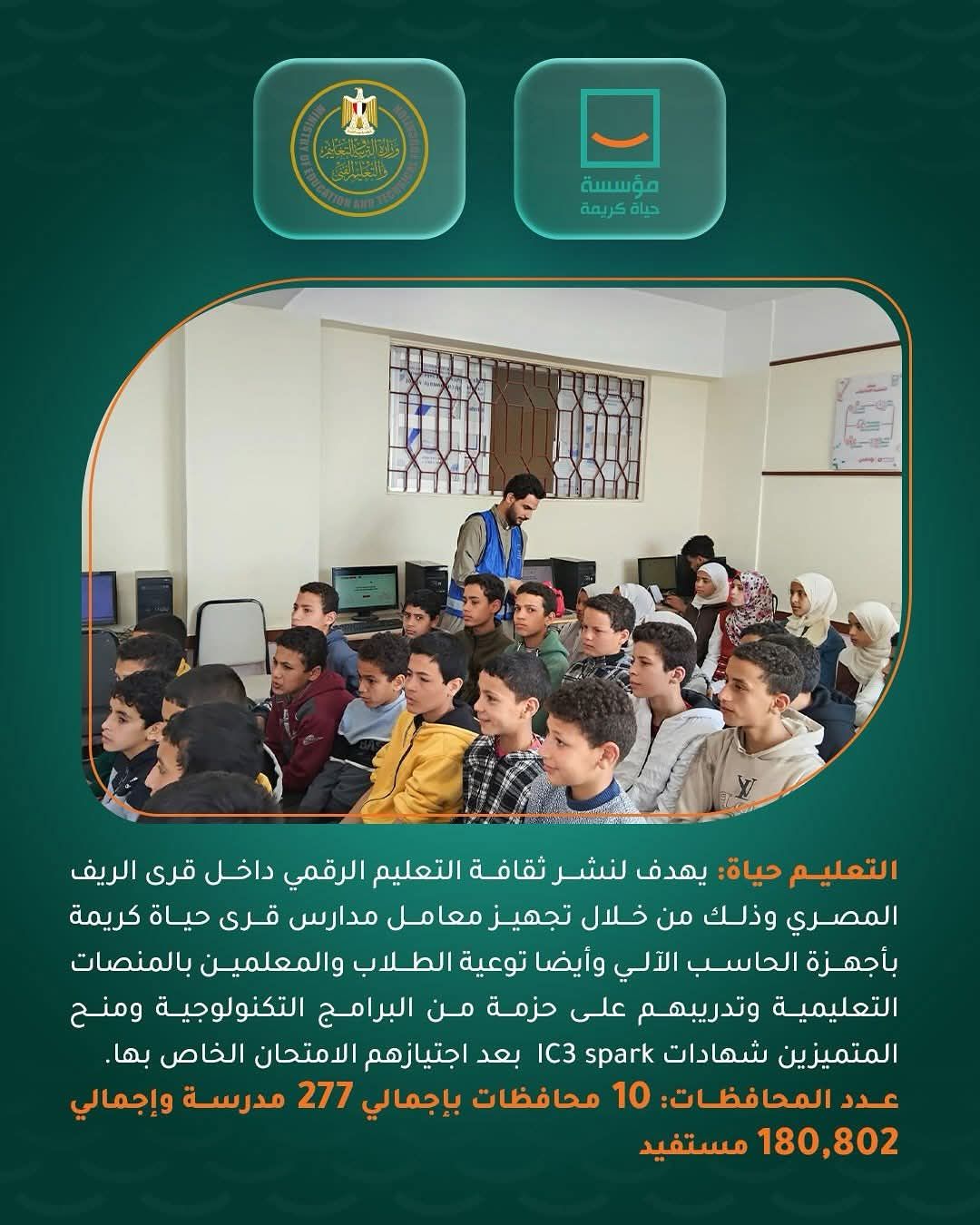 تعاون مشترك بين حياة كريمة والتربية والتعليم للتطوير ودعم المدارس الفنية.. صور