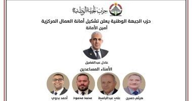 حزب الجبهة الوطنية يعلن تشكيل أمانة العمال المركزية برئاسة عادل عبد الفضيل