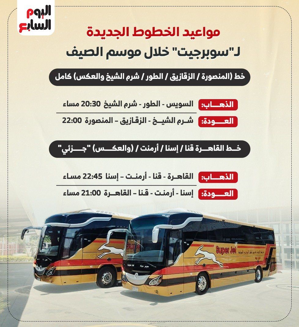تعرف على مواعيد الخطوط الجديد لـ"سوبرجيت".. انفوجراف