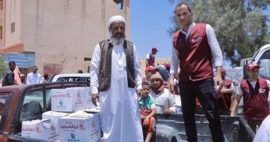 مؤسسة أبو العينين عضو التحالف الوطني تشارك في توزيع المساعدات الغذائية بقرية الجفيرة