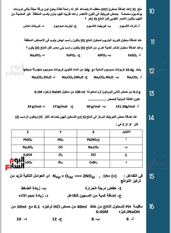 خلاصة الكيمياء لطلاب الثانوية العامة.. أهم أسئلة الامتحانات وإجاباتها