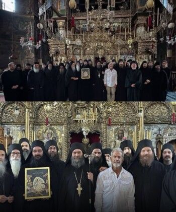 ميل غيبسون في خلوة روحية بدير جبل آثوس الأرثوذكسي في اليونان