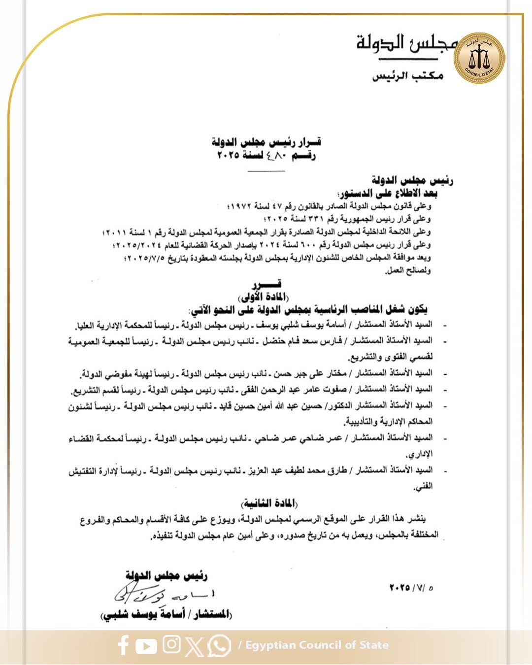 تشكيل المجلس الخاص الجديد للشئون الإدارية بمجلس الدولة.. تعرف عليه