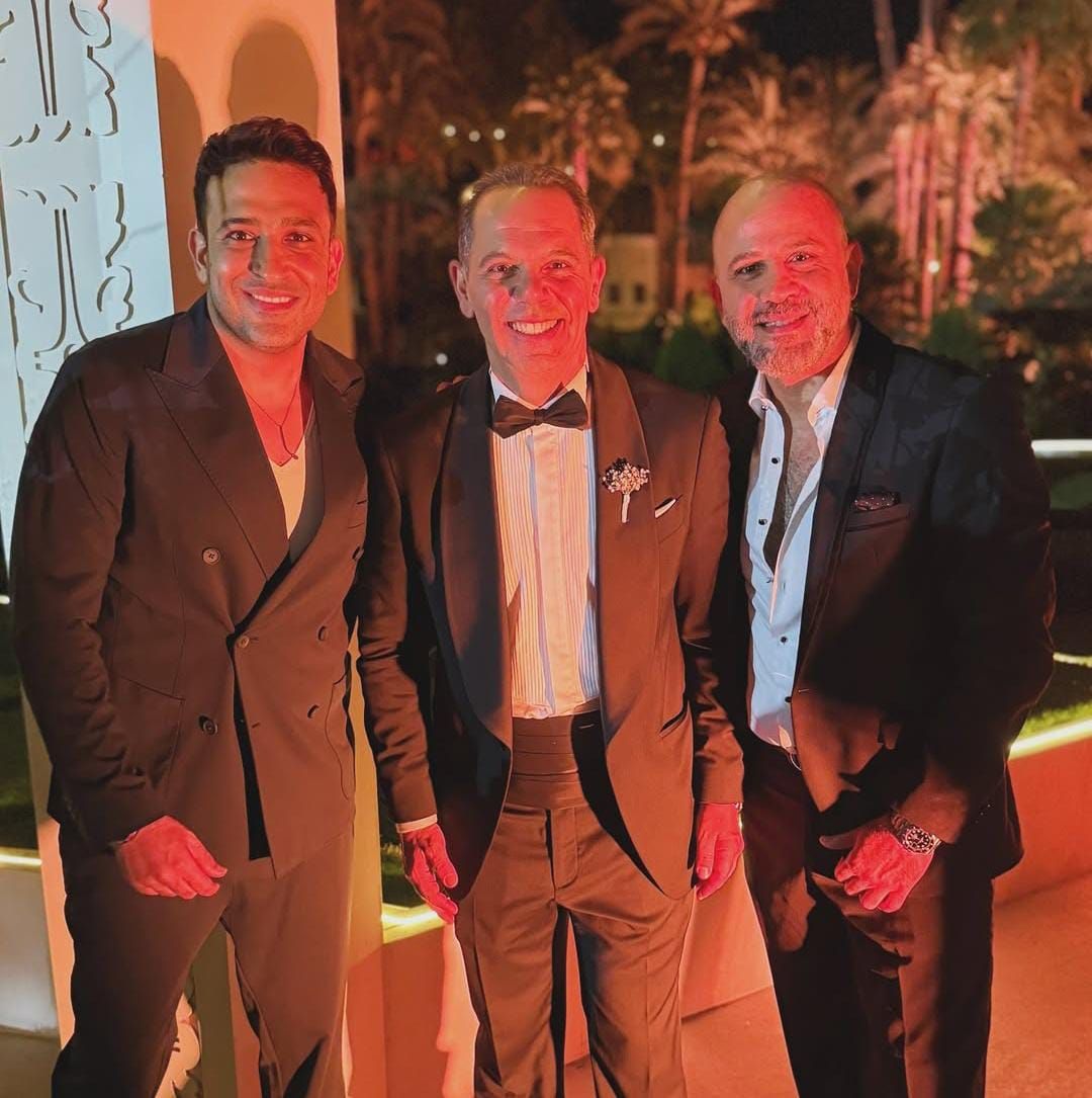 يسرا ولبلبة وتامر حسنى وإيمى سمير غانم والرداد فى حفل زفاف حفيد عادل إمام