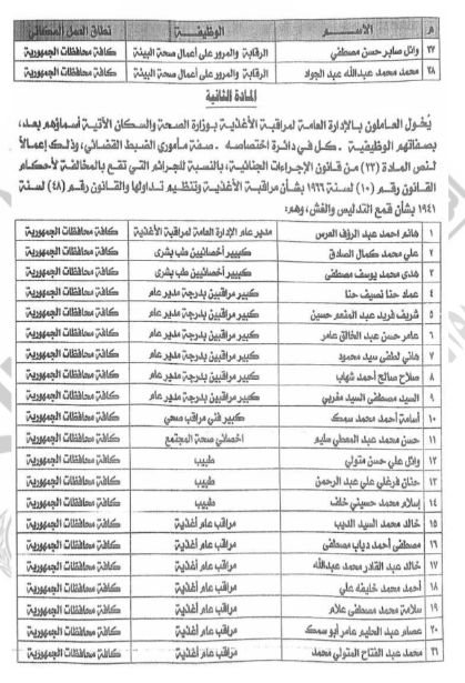 منح 28 عاملا بوزارة الصحة والسكان صفة مأموري الضبط القضائي