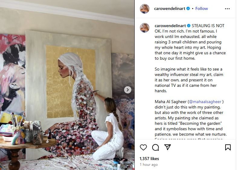 رسامة جديدة تعلن: مها الصغير نسبت لوحتى لنفسها.. لست الأولى فقد سرقت 3 آخرين