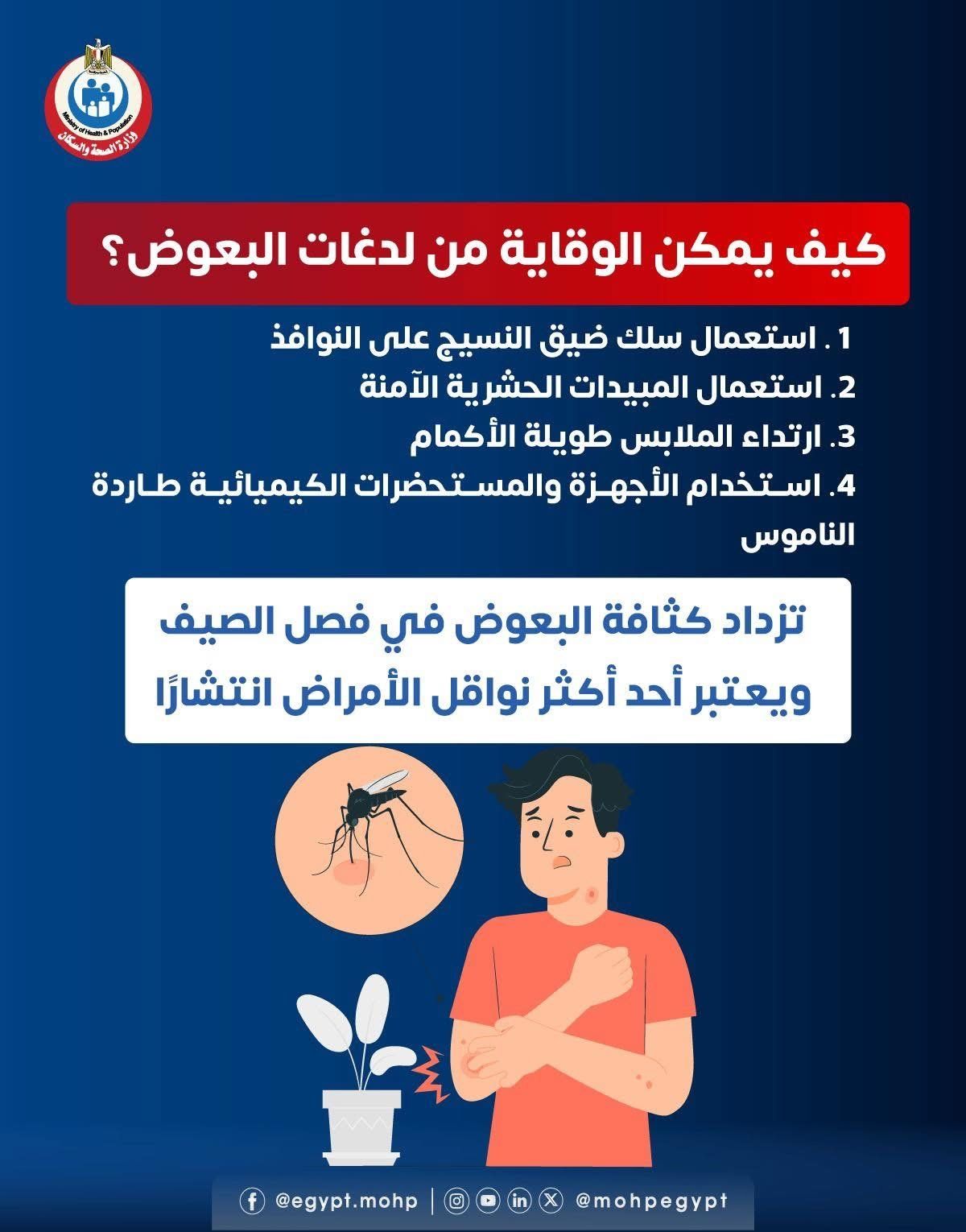 كيف يمكن الوقاية من لدغات البعوض؟ وزارة الصحة توضح
