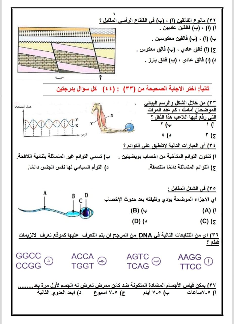 قفل آخر امتحان.. أقوى أسئلة اختيار من متعدد فى الأحياء للثانوية العامة