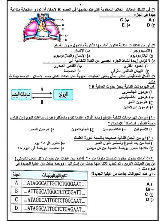 مراجعة ليلة الامتحان.. أسئلة استرشادية فى الأحياء لطلاب الثانوية العامة