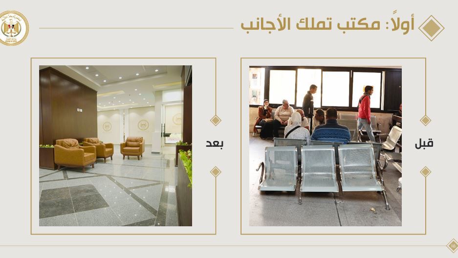 مكتب تملك الأجانب للعقارات والأراضي قبل وبعد نقله للعاصمة الإدارية (صور)