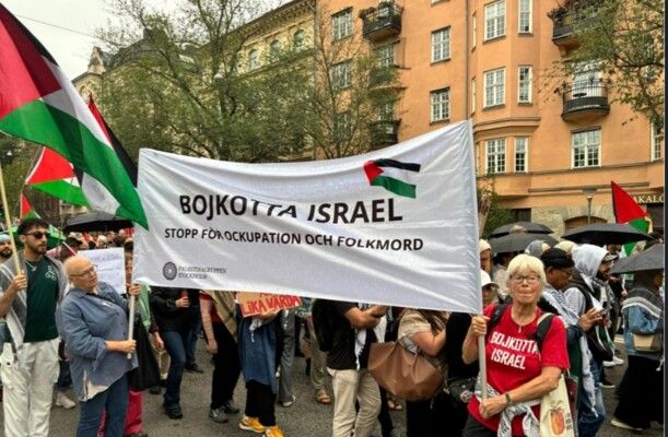 تظاهرة في ستوكهولم احتجاجا على الحرب الإسرائيلية على غزة