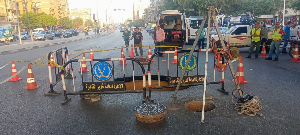 محافظ القاهرة يتابع إصلاح هبوط أرضي بحى مصر الجديدة