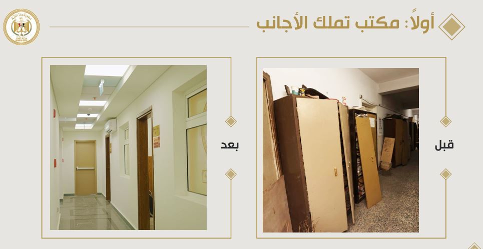 مكتب تملك الأجانب للعقارات والأراضي قبل وبعد نقله للعاصمة الإدارية (صور)