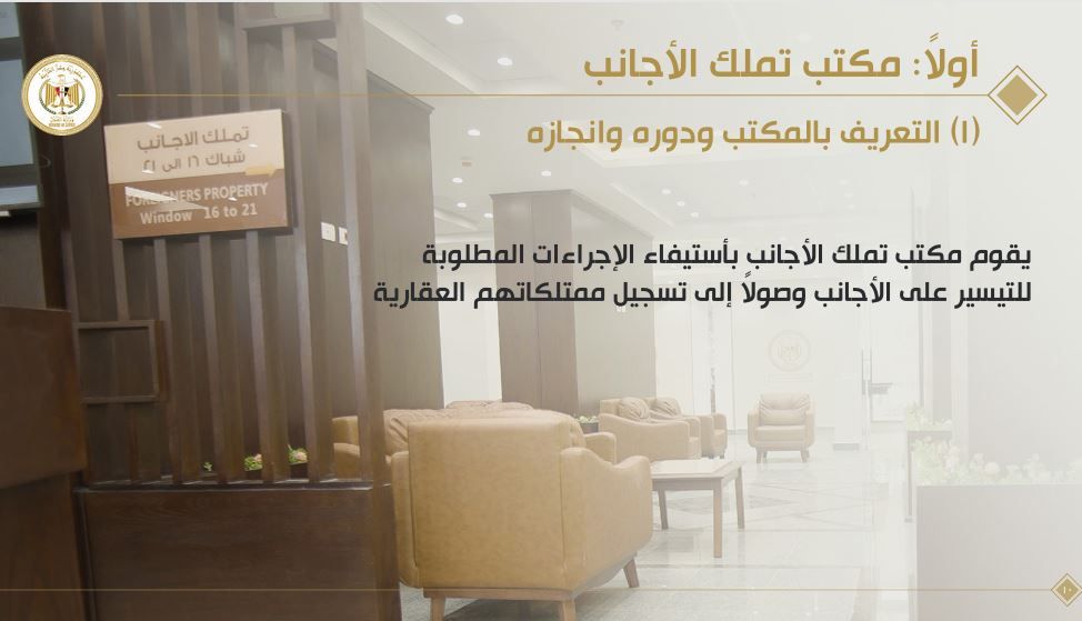 مكتب تملك الأجانب للعقارات والأراضي قبل وبعد نقله للعاصمة الإدارية (صور)