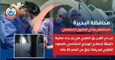 فريق طبى بمستشفى وادي النطرون التخصصي ينجح فى إجراء جراحة دقيقة .. تفاصيل