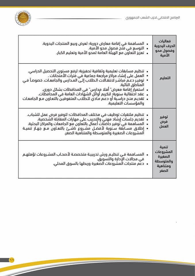 نص البرنامج الانتخابي لحزب "الشعب الجمهوري" تحت عنوان "الحلم مشوار"