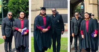 رئيس محكمة الجنايات يحتفل بحصول نجله على درجة الماجستير فى الفيزياء من جامعة مانشستر الإنجليزية