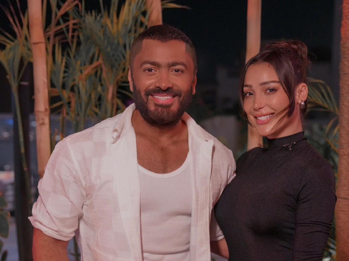 بسمة بوسيل تهنئ تامر حسني على ألبوم لينا معاد