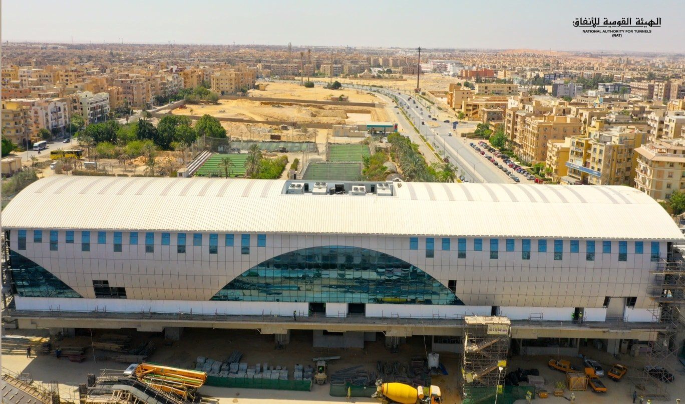 شاهد محطة جامعة 6 أكتوبر بمشروع مونوريل غرب النيل