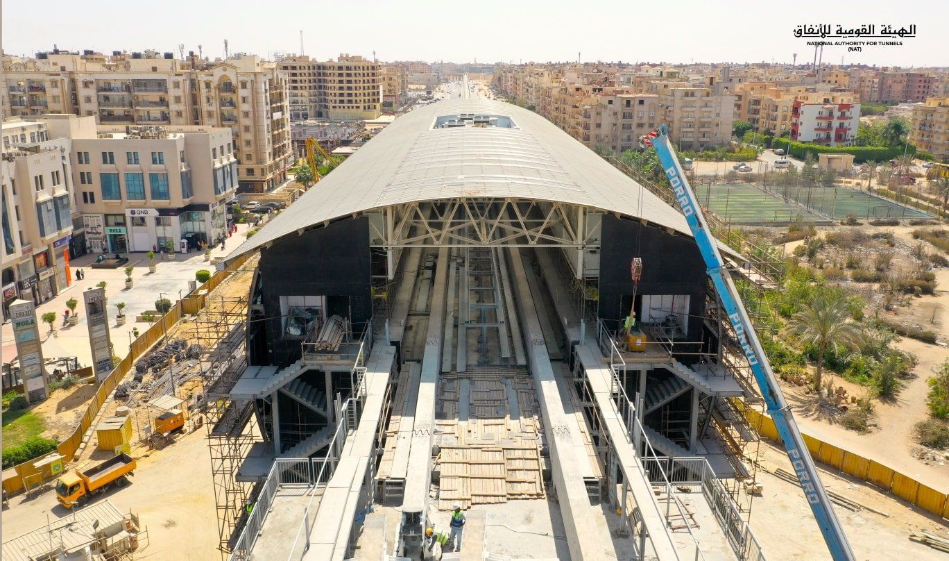 شاهد محطة جامعة 6 أكتوبر بمشروع مونوريل غرب النيل